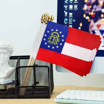 Georgia GA State Flag on Wooden Stick 5x8 Inch 12 Pack product photo 3