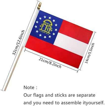 Georgia GA State Flag on Wooden Stick 5x8 Inch 12 Pack product photo 4