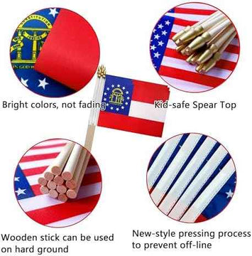 Georgia GA State Flag on Wooden Stick 5x8 Inch 12 Pack product photo 6
