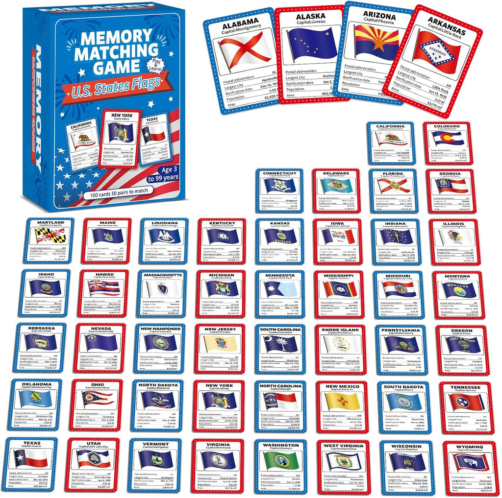 Flags of U S States Card Game Learn States Capitals Flags Facts main product photo