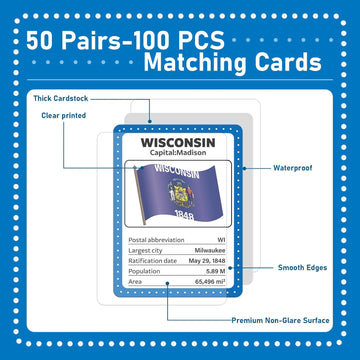Flags of U S States Card Game Learn States Capitals Flags Facts product photo 2