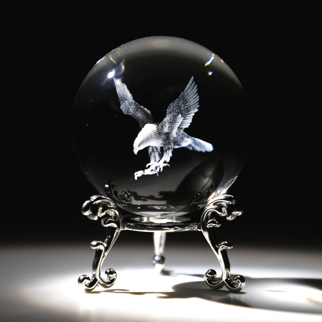 3D Laser Etched Bald Eagle Crystal Ball product photo