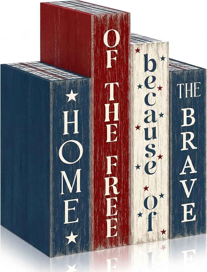 Home of the Free Because of the Brave Rustic Patriotic Wooden Decoration main product photo