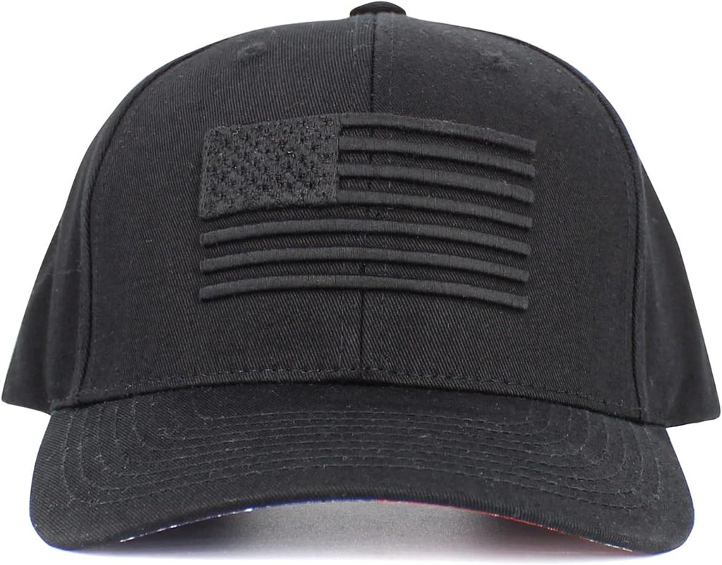 Tactical ALL Black American Flag Patch Baeball Hat product photo