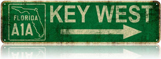 Key West Florida A1a Road Metal Tin Sign