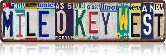 Key West Florida Mile 0 Vintage Metal Tin Sign