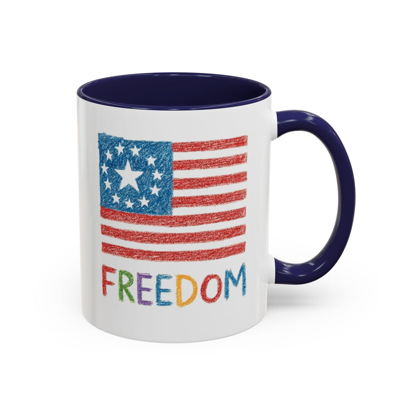 Kids Crayon Drawing Freedom American Flag Coffee Mug main product photo