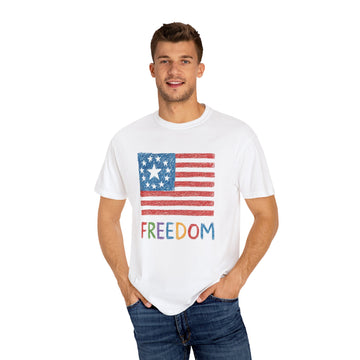 Freedom Kids Crayon Drawing American Flag T Shirt product photo 2
