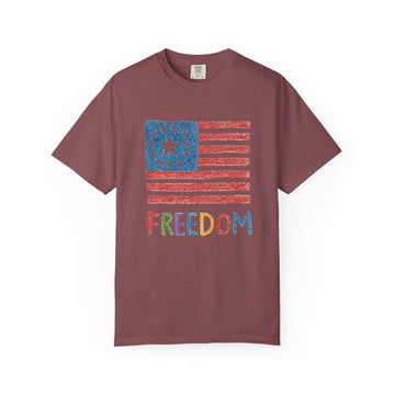 Freedom Kids Crayon Drawing American Flag T Shirt product photo 3