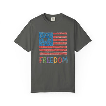 Freedom Kids Crayon Drawing American Flag T Shirt product photo 4