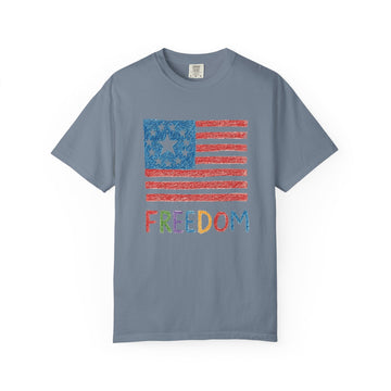 Freedom Kids Crayon Drawing American Flag T Shirt product photo 5