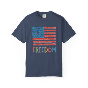 Freedom Kids Crayon Drawing American Flag T Shirt product photo 6