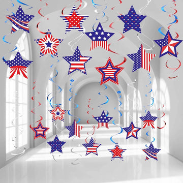 50 Pack Patriotic Hanging American Flag Star or Hearts product photo 2