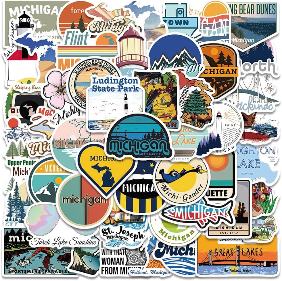 State of Michigan 50 Pack Waterproof Stickers product photo