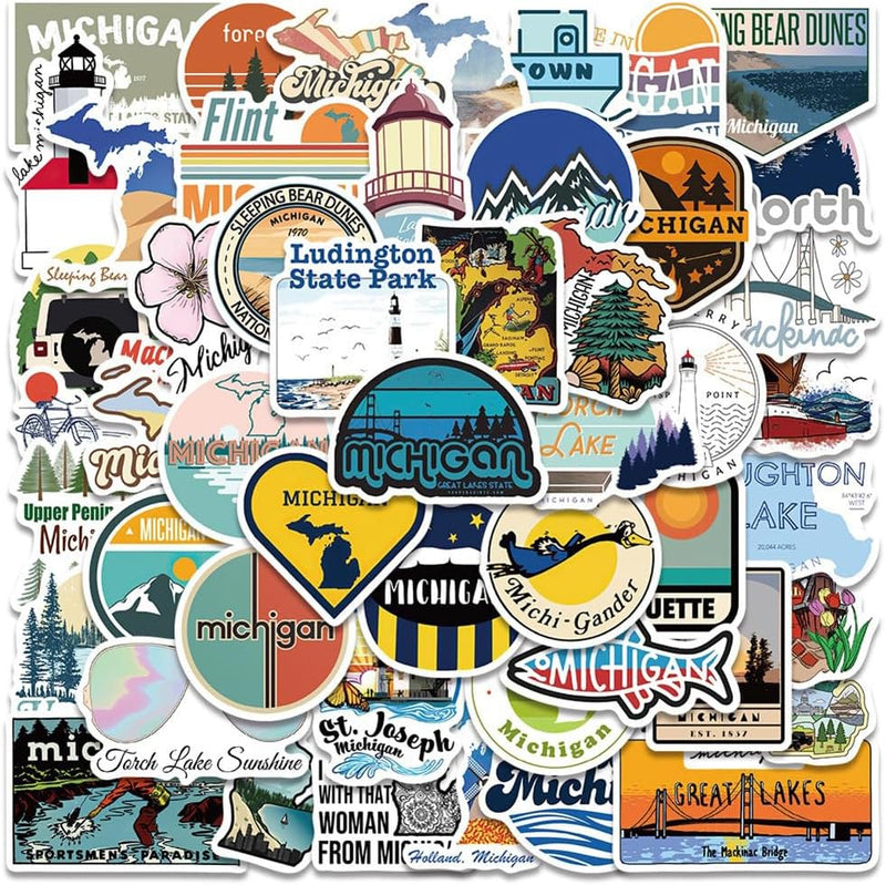 State of Michigan 50 Pack Waterproof Stickers product photo
