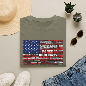 National Parks American Flag T Shirt Vintage US Parks List Tee Yellowstone Zion Glacier Big Bend product photo 2