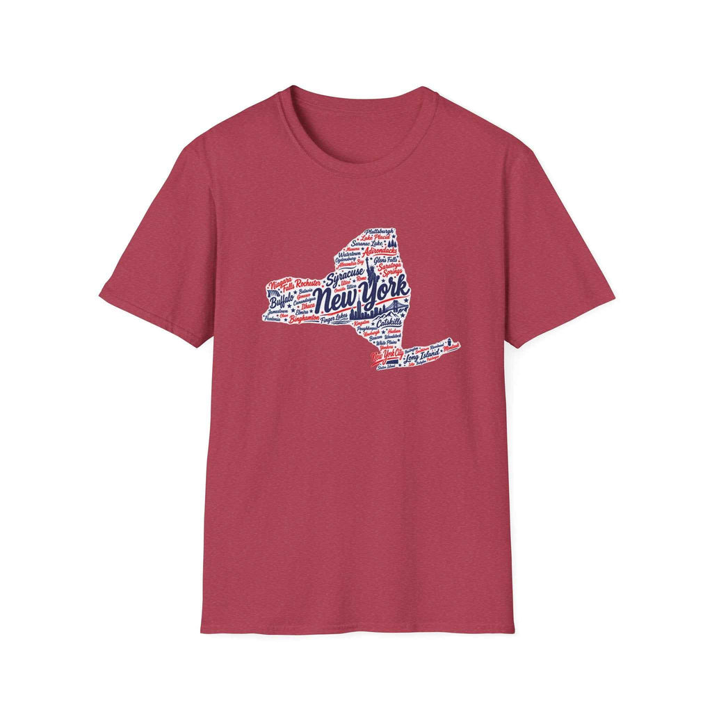 New York State Word Map T Shirt Patriotic NY Cities Typography Tee main product photo