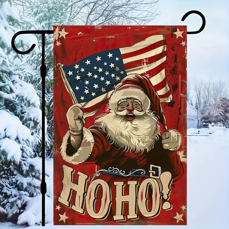 Patriotic Christmas Santa Claus Garden Flag 12 x 18 Inch Double Sided America Flag main product photo