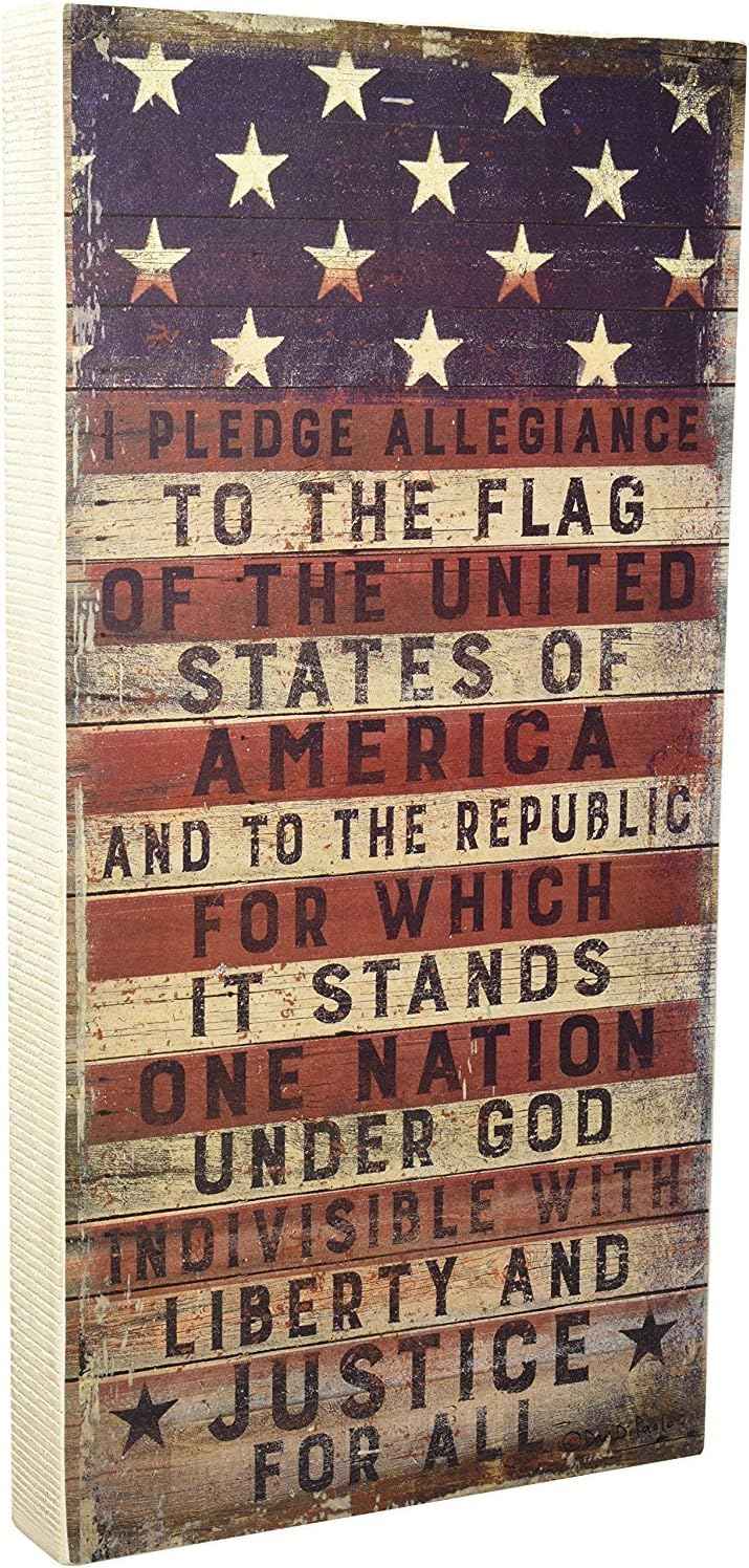 Rustic Pledge to The Flag Wooden Sign 9 x 18 Inches main product photo