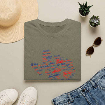 Texas City Word Cloud T Shirt Cities Map Design Austin Dallas Houston product photo 2