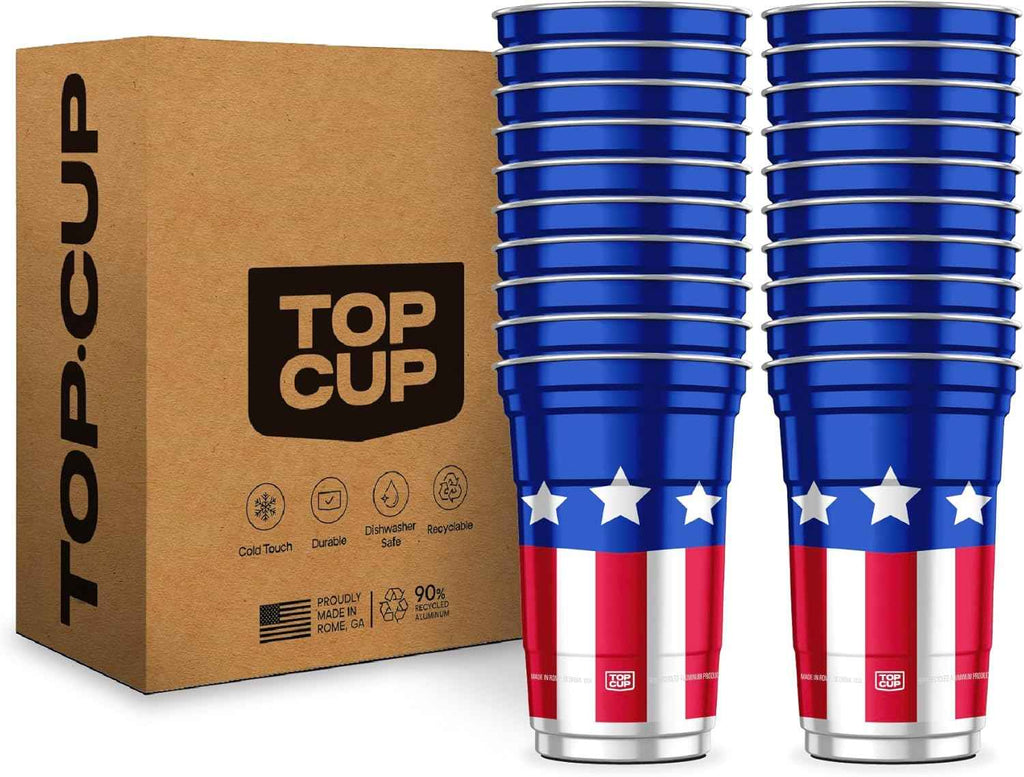 Red White and Blue Stars Strips USA Inspired 20oz Aluminum Cups 20 Pack product photo