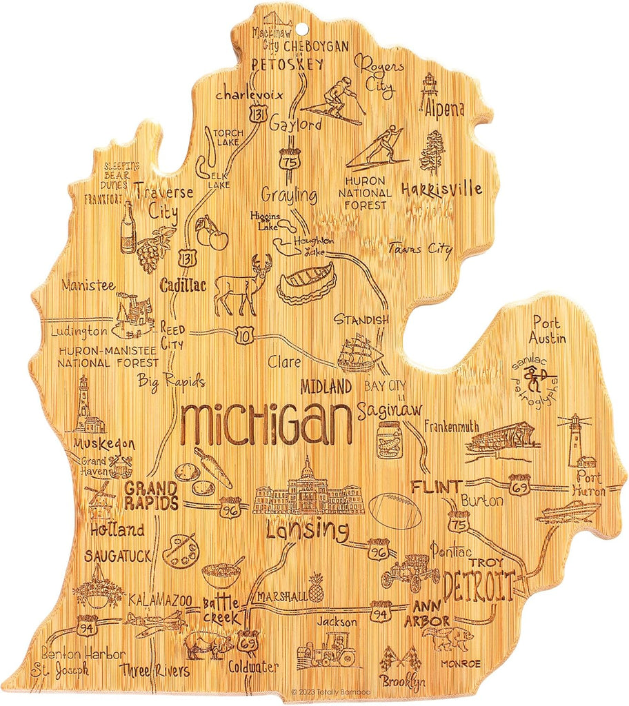 State of Michigan Mitten Shaped Cutting Board main product photo