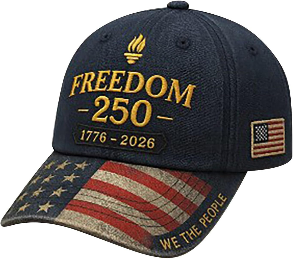 Freedom 250 1776 2026 USA Hat Adjustable Flag on Side and Bill product photo