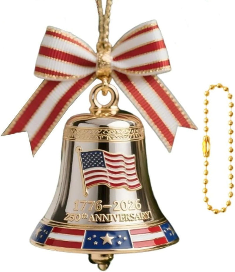 USA 250th Anniversary Bell Ornament 3D Handmade Metal Christmas Bell Ornament product photo