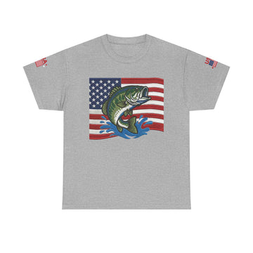 USA American Flag Bass Fishing T Shirt Made in USA product photo 2