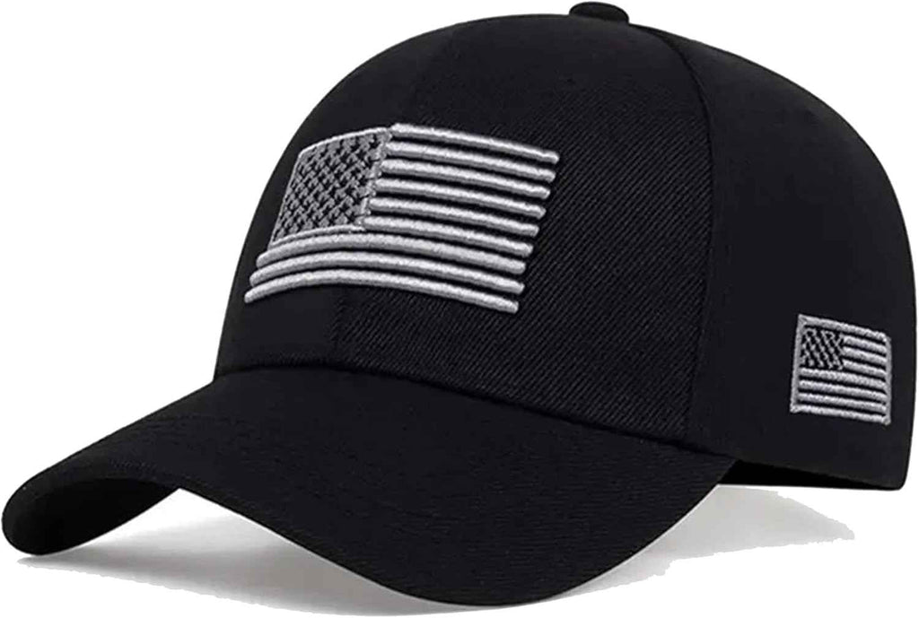 USA Flag Baseball Cap USA on Side Embroidered Adjustable Black grey Flag product photo