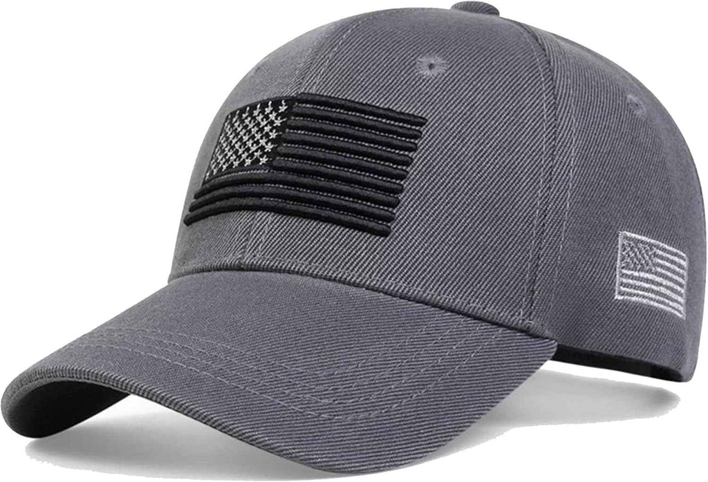 USA Flag Baseball Cap USA on Side Embroidered Adjustable Grey black Flag product photo