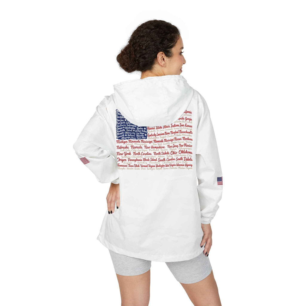 USA States Cities American Flag Windbreaker Jacket main product photo
