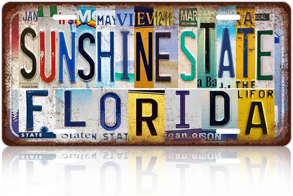 Vintage Metal Licesne Plate Sunshine State Florida 12 x 6 Inches product photo