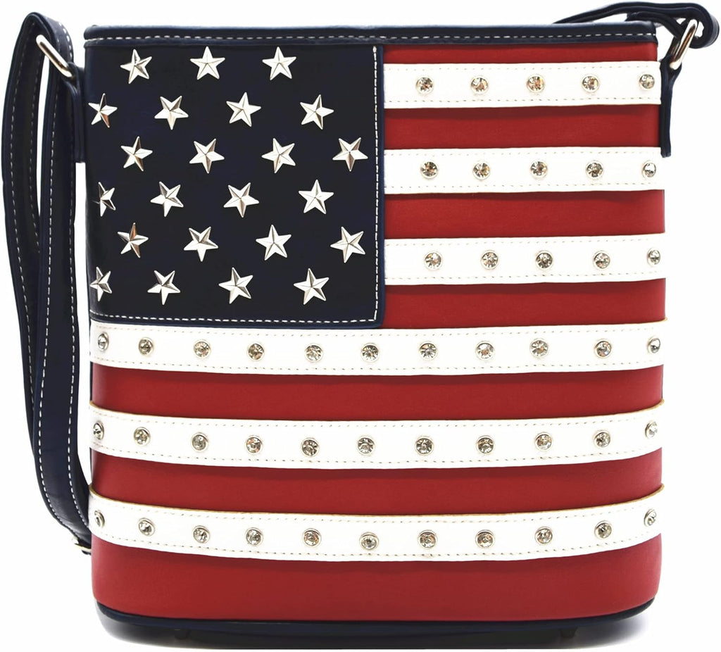 American Flag Stars and Stripes Studs Shoulder bag purse Red White Blue product photo