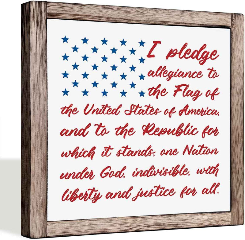 Wooden American Flag Pledge of Allegiance Wall Art main product photo