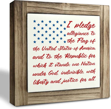 Wooden American Flag Pledge of Allegiance Wall Art product photo 2