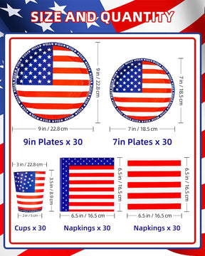 150 Pieces American Flag Napkins Paper Plates and Paper Cups product photo 2