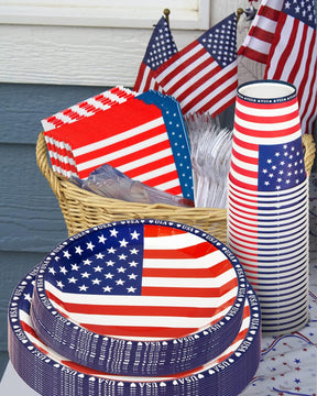 150 Pieces American Flag Napkins Paper Plates and Paper Cups product photo 5