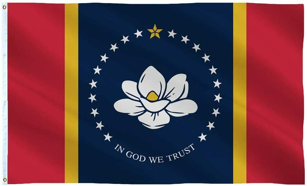 Official Mississippi State Flag of MS- The New Magnolia  In God We Trust