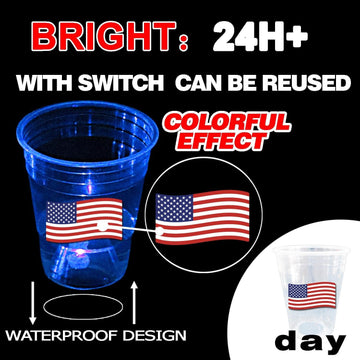 24 Glow Patriotic Party Cups USA Party Supplies for Independence Day product photo 3