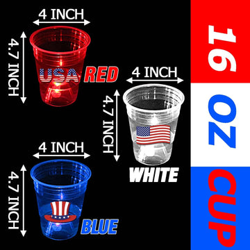 24 Glow Patriotic Party Cups USA Party Supplies for Independence Day product photo 4