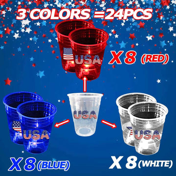 24 Glow Patriotic Party Cups USA Party Supplies for Independence Day product photo 5