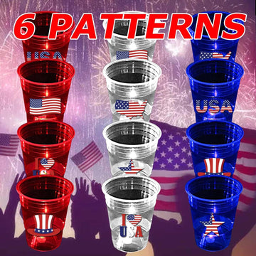 24 Glow Patriotic Party Cups USA Party Supplies for Independence Day product photo 6