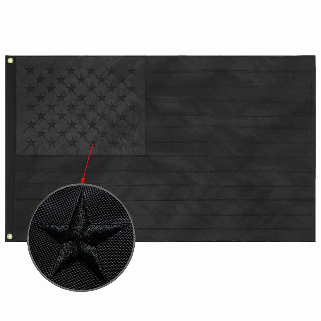 All Black American Flag Embroidered US Blacked Out Flag Blackout main product photo
