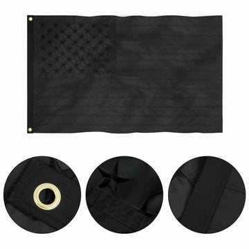 All Black American Flag Embroidered US Blacked Out Flag Blackout product photo 3