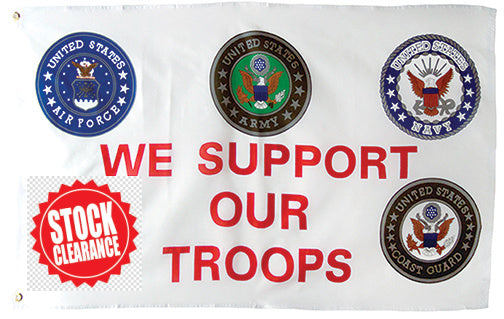 We Support Our Troops Flag With Military Branch Logos Flag main product photo