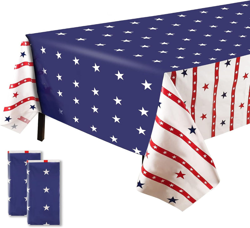 4 Pack 54 x 108 American Flag Disposable Plastic Table cloth 4th of July Tablecloth main product photo