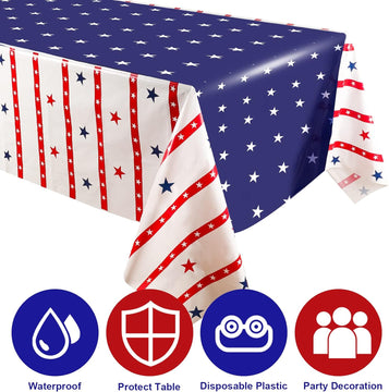 4 Pack 54 x 108 American Flag Disposable Plastic Table cloth 4th of July Tablecloth product photo 3