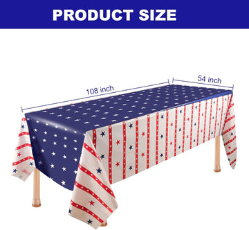 4 Pack 54 x 108 American Flag Disposable Plastic Table cloth 4th of July Tablecloth product photo 5
