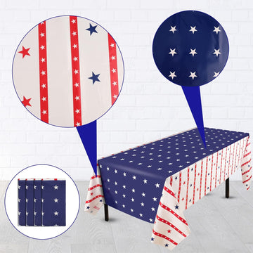 4 Pack 54 x 108 American Flag Disposable Plastic Table cloth 4th of July Tablecloth product photo 6